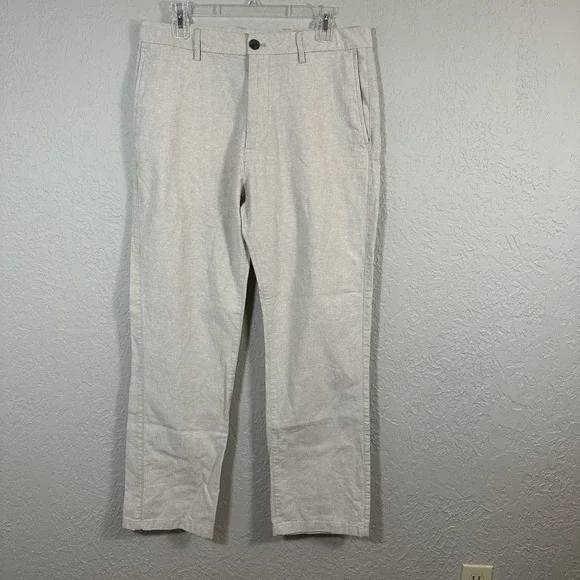 Old Navy Men's 90's Straight Linen-Blend Chino Pants 32x30 55% Linen 45% Cotton - Picture 2 of 9